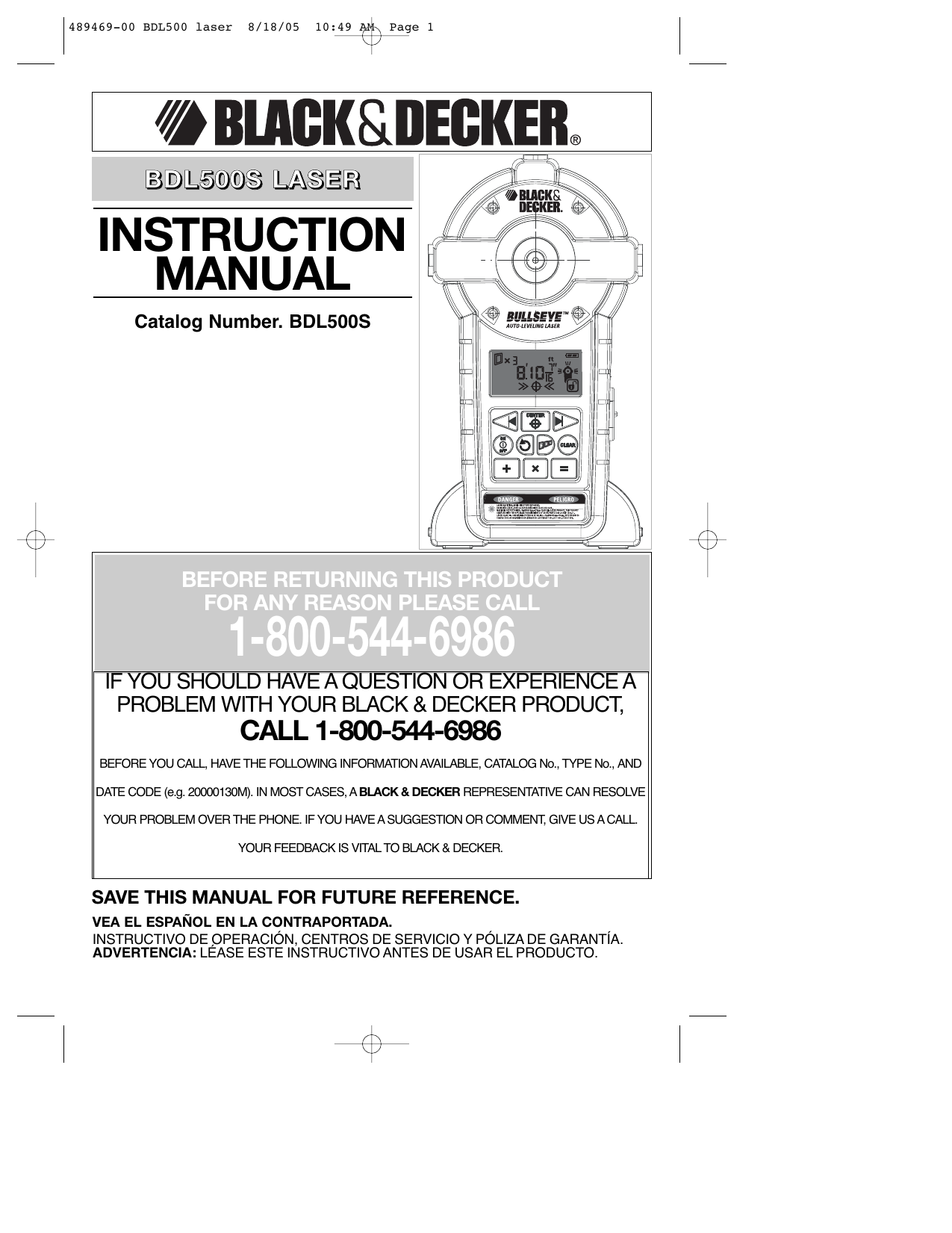 Black Decker BDL500S Laser Instruction Manual Manualzz