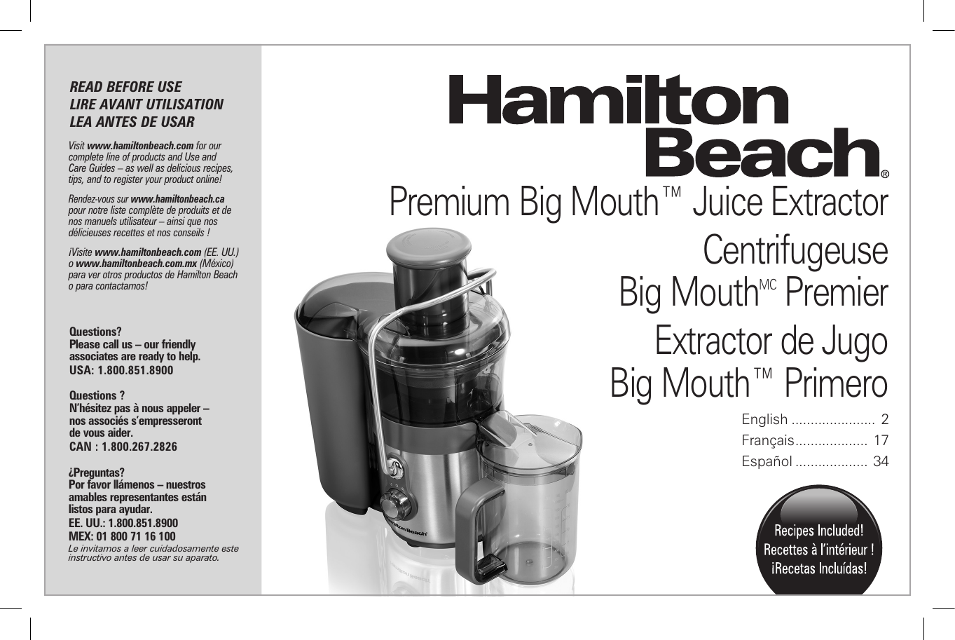 Hamilton Beach 67850 Centrifugal Juicer User guide | Manualzz