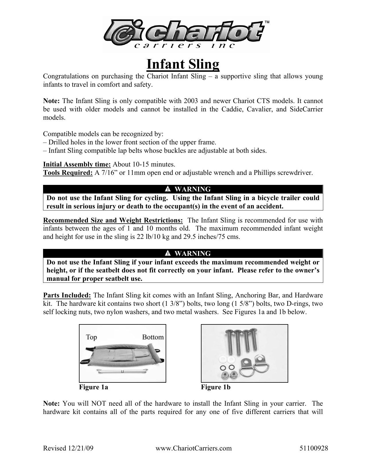 Chariot infant sling sales manual