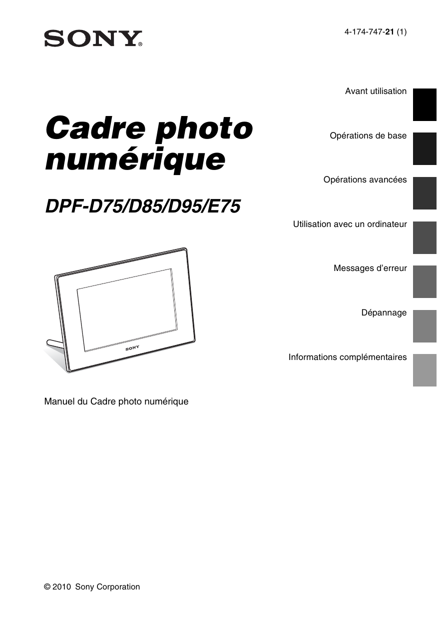 Sony DPFD85 Mode d'emploi Manualzz
