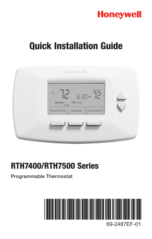 Honeywell RTH7500 Series Quick Installation Manual Manualzz