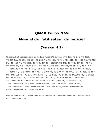 QNAP Turbo NAS Manuel de l`utilisateur du logiciel (Version: 4.1) | Manualzz