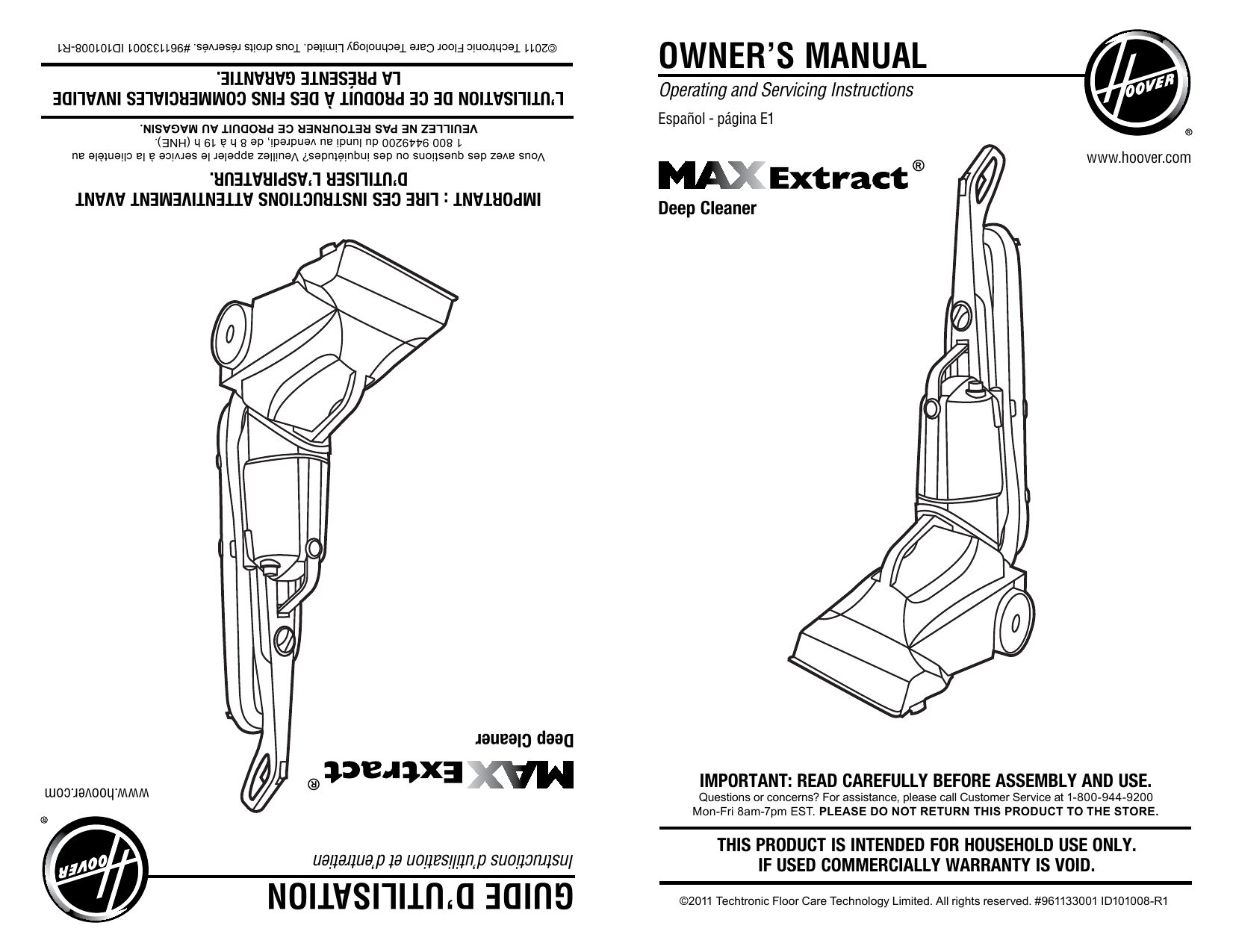 Hoover Max Extract 77 SpinScrub Owner's manual Manualzz