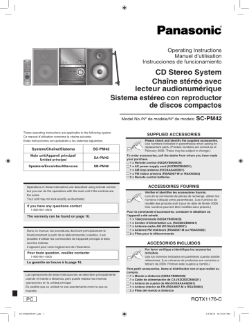 Panasonic SC-PM42 Operating instructions | Manualzz