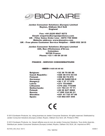 Bionaire BU7500-050 Humidificateur Owner's Manual | Manualzz
