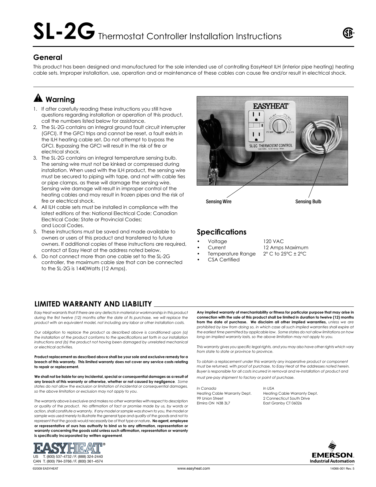 Emerson SL-2G User manual