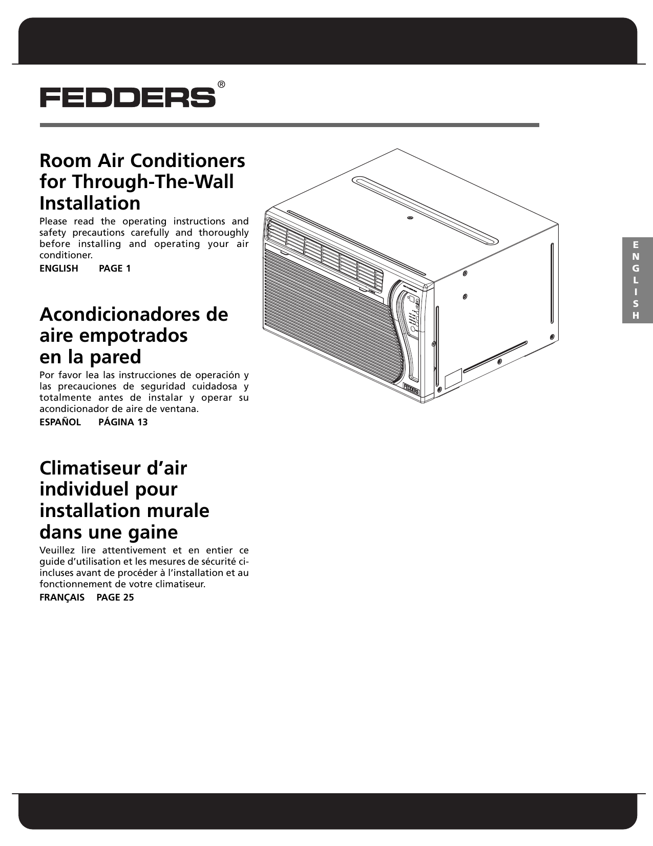 Fedders AEU12W7F Air Conditioner Owner's Manual Manualzz