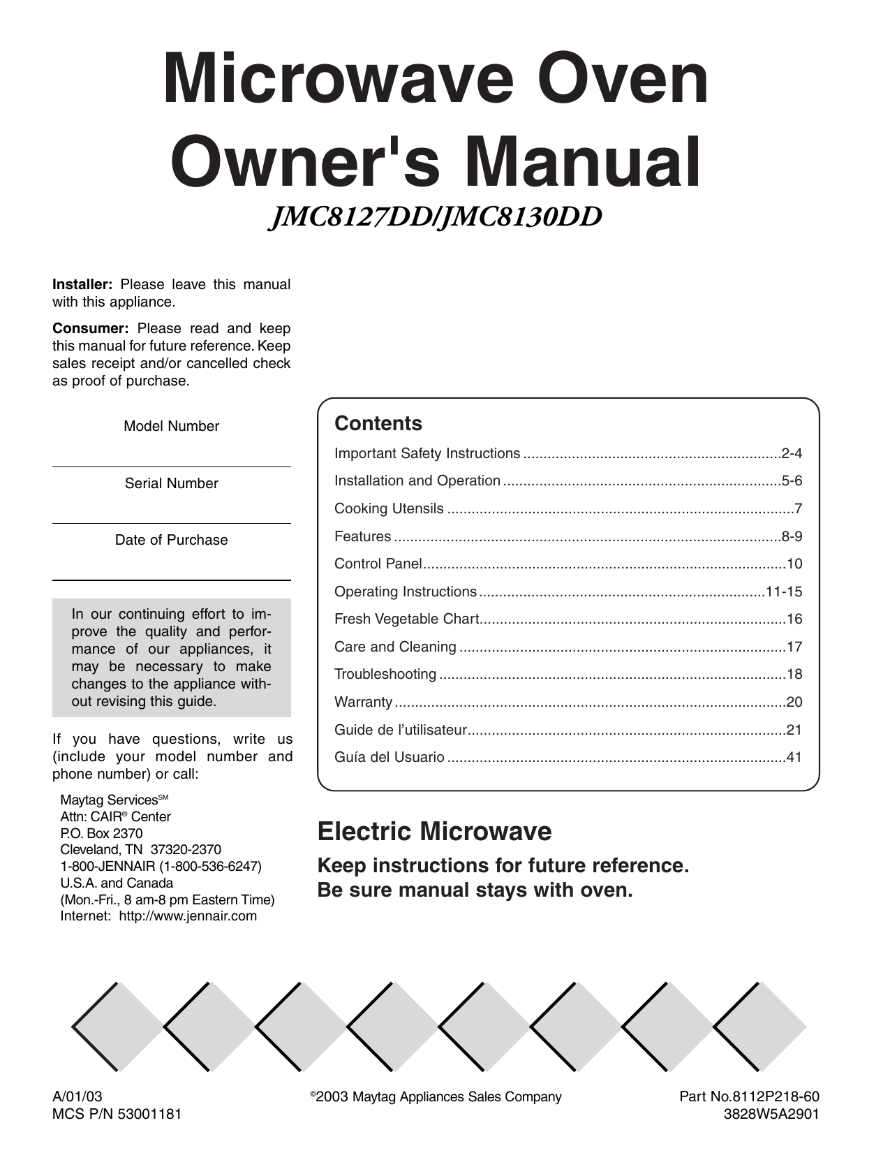 JennAir JMC8130DDQ Owner's Manual Manualzz