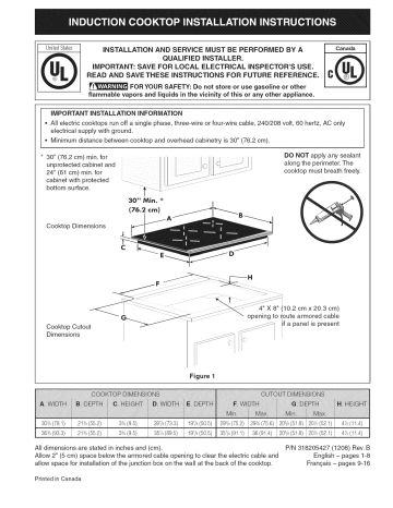 Electrolux EW36IC60LB1 Cooktop Installation guide | Manualzz