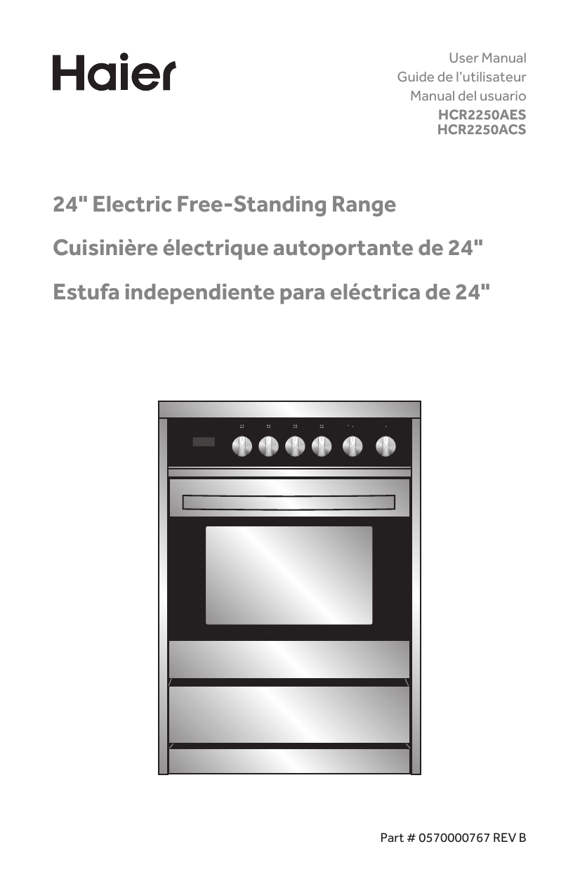 Haier HCR2250AES 24 in. 2.0 cu. ft. Single Oven Electric Range User