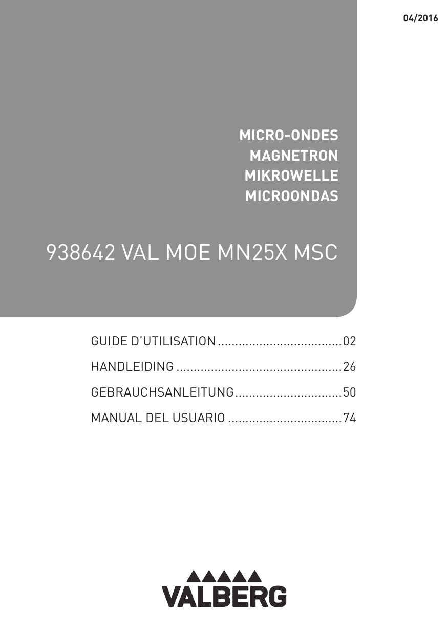 Valberg Val Moe Mn 25 X Ms Micro-Ondes Encastrable Bedienungsanleitung |  Manualzz