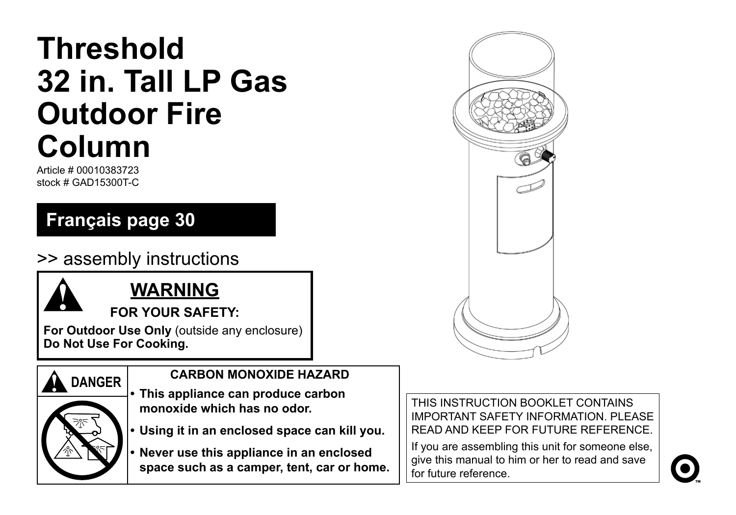 Threshold 32 In Tall Lp Gas Outdoor Fire Column Manualzz Com Threshold 32 In Tall Lp Gas Outdoor