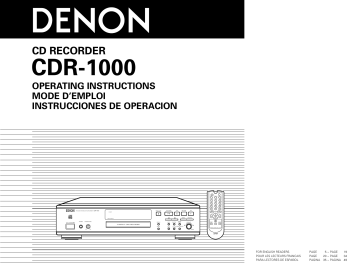 Denon CDR-1000 Manuel utilisateur | Manualzz