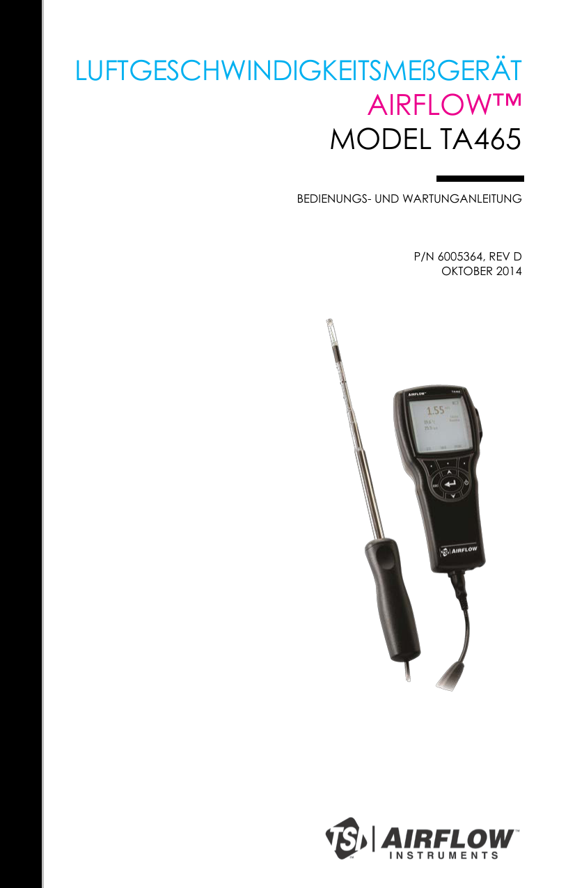 tsi TA465 Airflow Instruments MultiFunction Anemometer