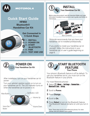 motorola hf850 bluetooth car kit manual