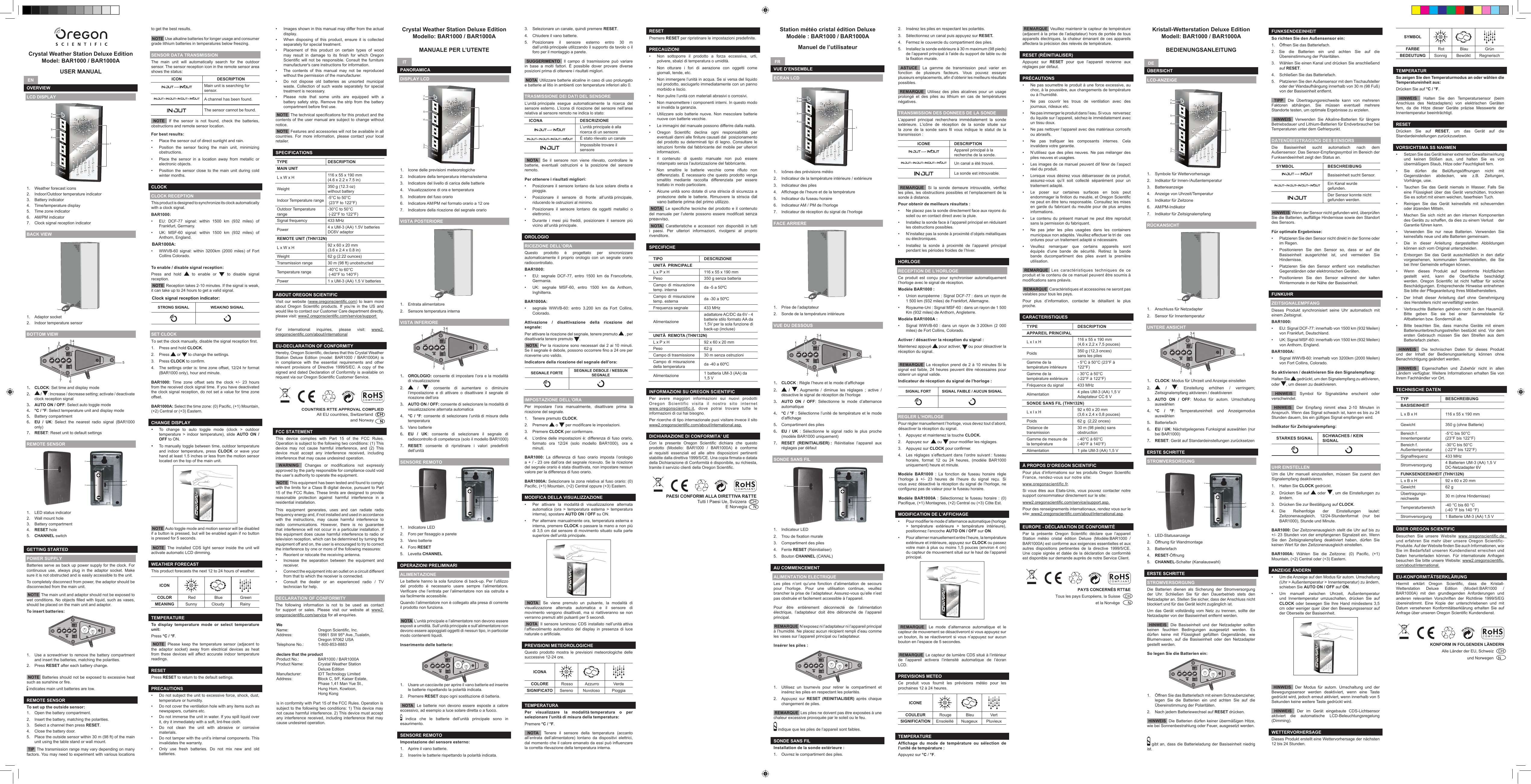 Oregon Scientific Bar1000 Bar1000a User Manual Manualzz