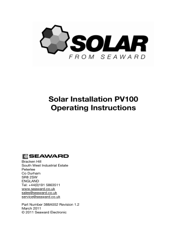 4.2 LCD display. Seaward Solar Installation PV 100 | Manualzz