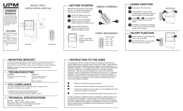 UPM TR310 Owner Manual | Manualzz