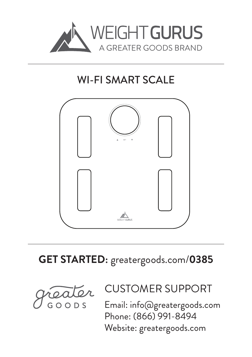 Weight Gurus Smartphone Connected Digital Bathroom Scale, Large Backlit LCD  and Weightless Technology 