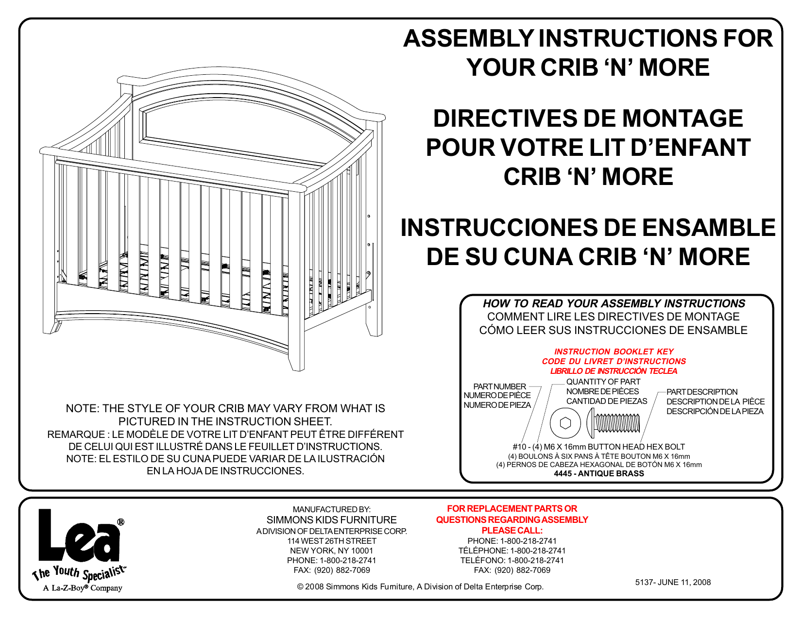 Assembly Instructions For Your Crib N More Directives De Montage