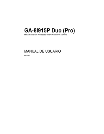 Gigabyte GA-8I915P DUO Manual de usuario | Manualzz