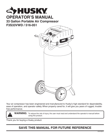 Husky F2S26VWDVP Operator's Manual | Manualzz