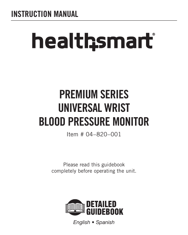 HealthSmart Healthsmart Home Blood Pressure Kit - Manual