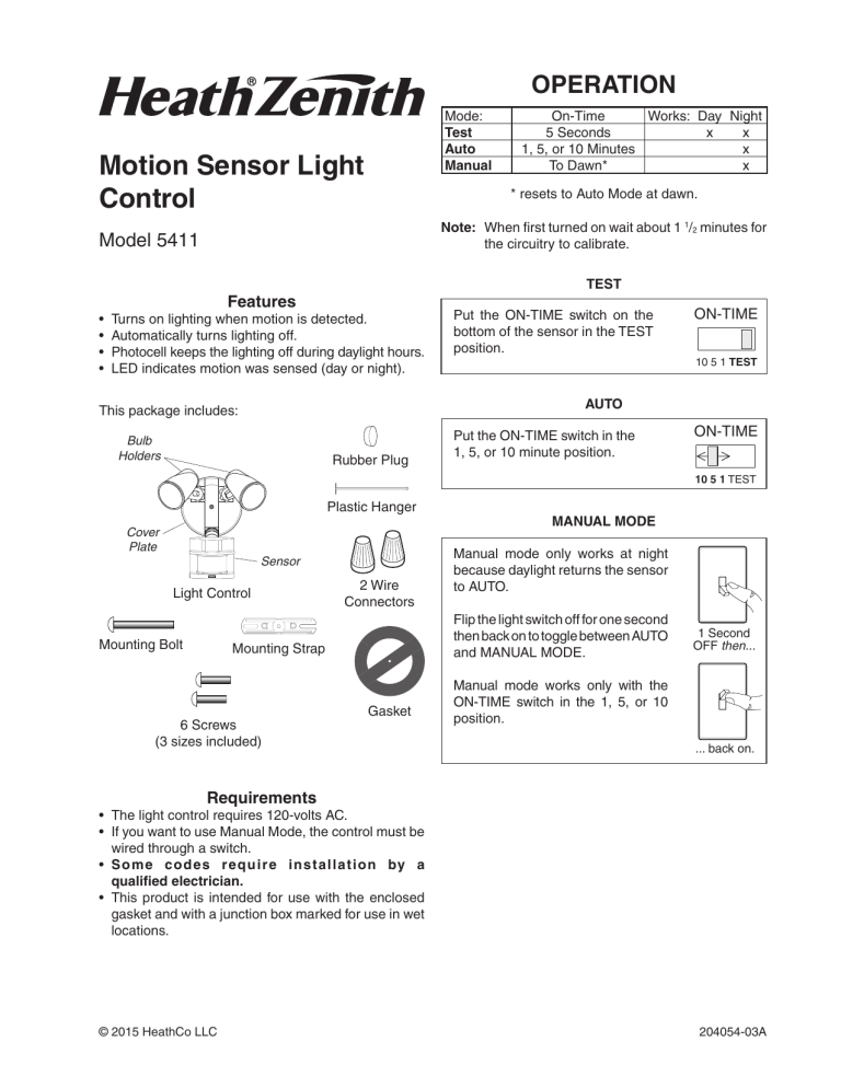 Motion Sensor Light Control Manualzz