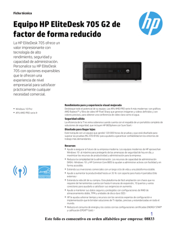 Equipo HP EliteDesk 705 G2 de factor de forma reducido | Manualzz