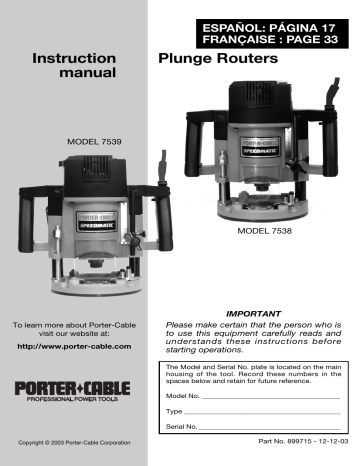 Plunge Routers Instruction manual | Manualzz