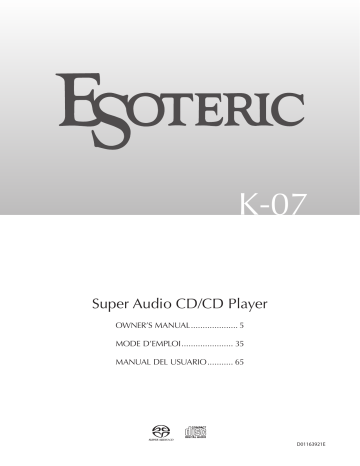 TEAC Esoteric K-07 Owner's Manual | Manualzz