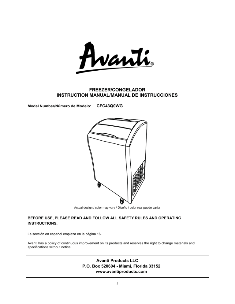 Avanti Cfc43q0wg Instruction Manual Manualzz