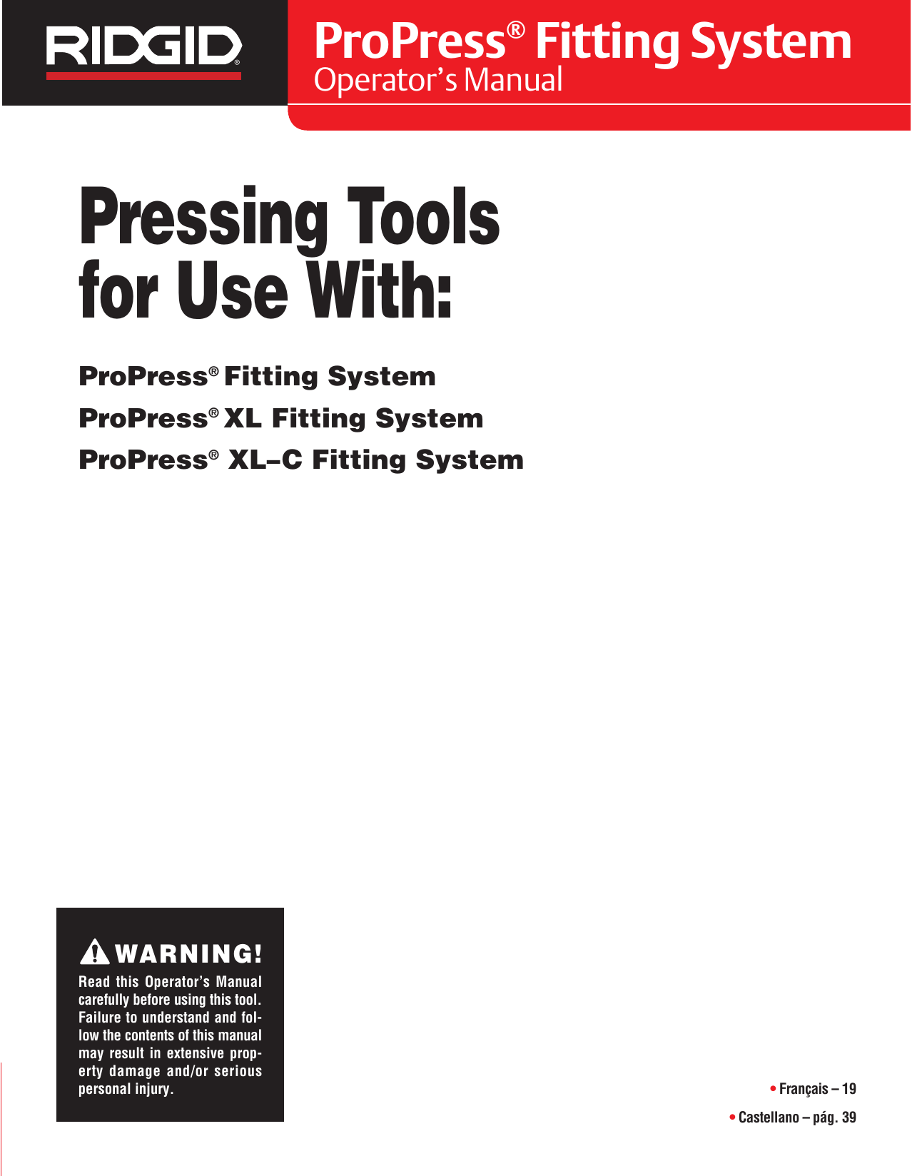 RIDGID ProPress Series Operator's Manual | Manualzz