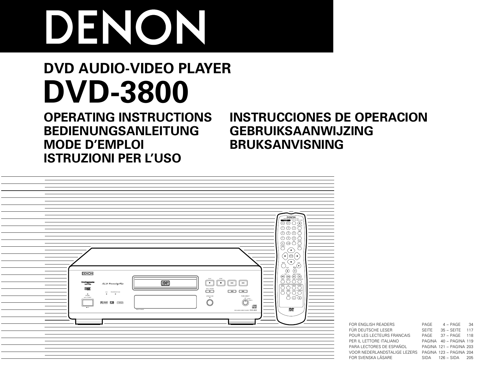 Denon DVD3800 DVD Player Operating Guide Manualzz