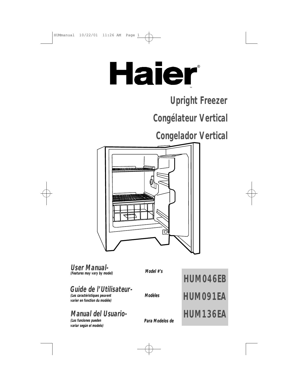 Haier HUM091EA User manual Manualzz