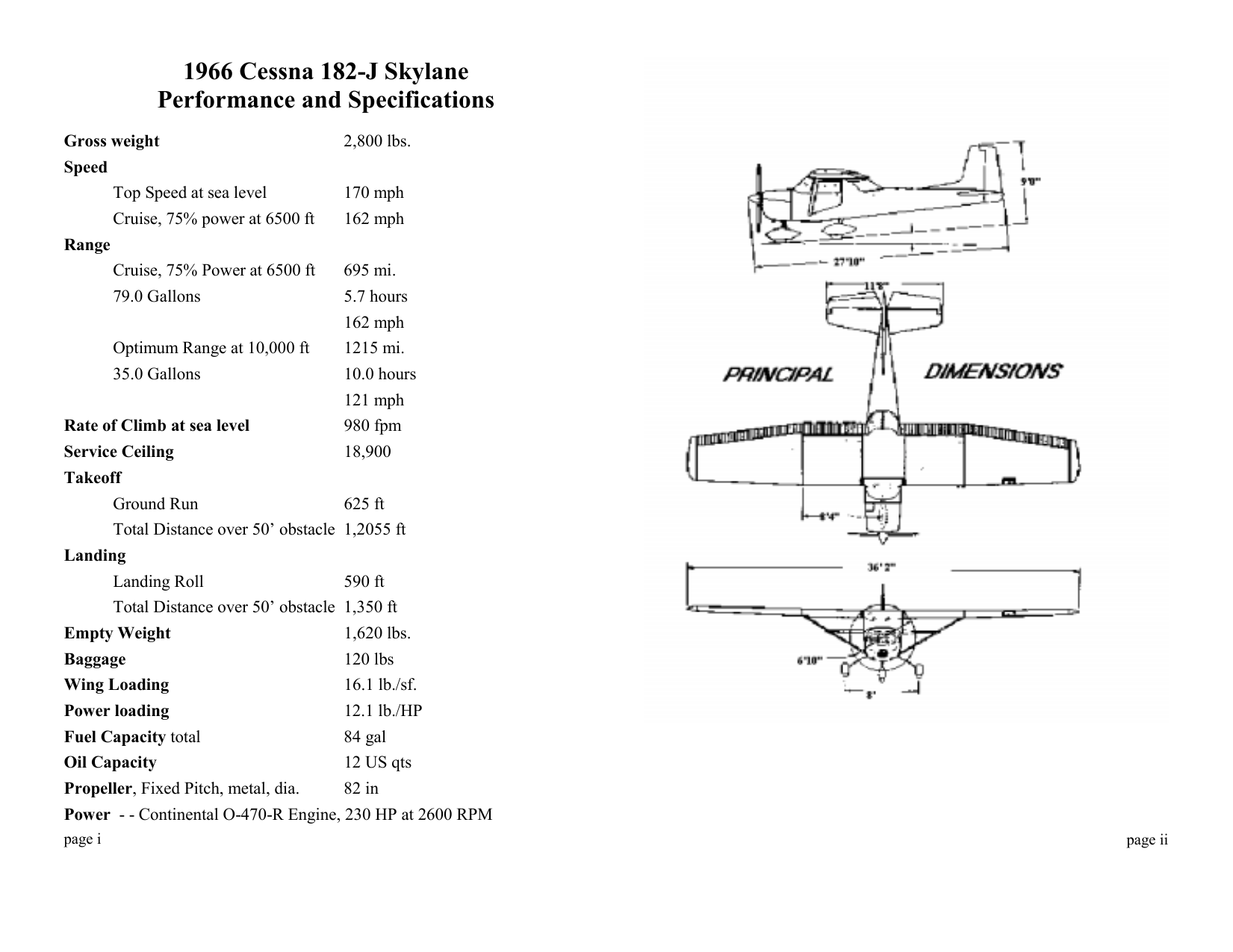 Cessna 182 Performance Charts