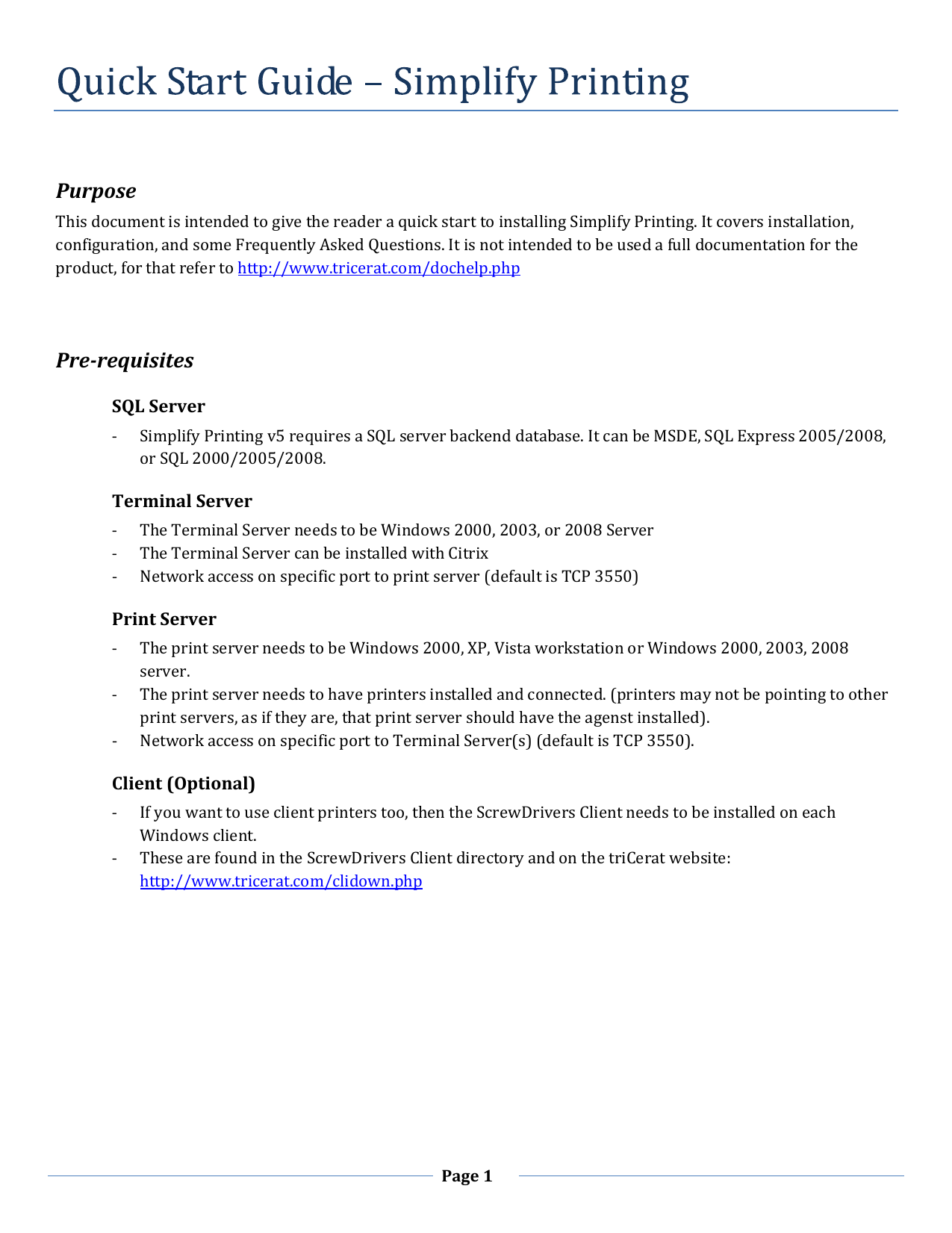 terminal server printing