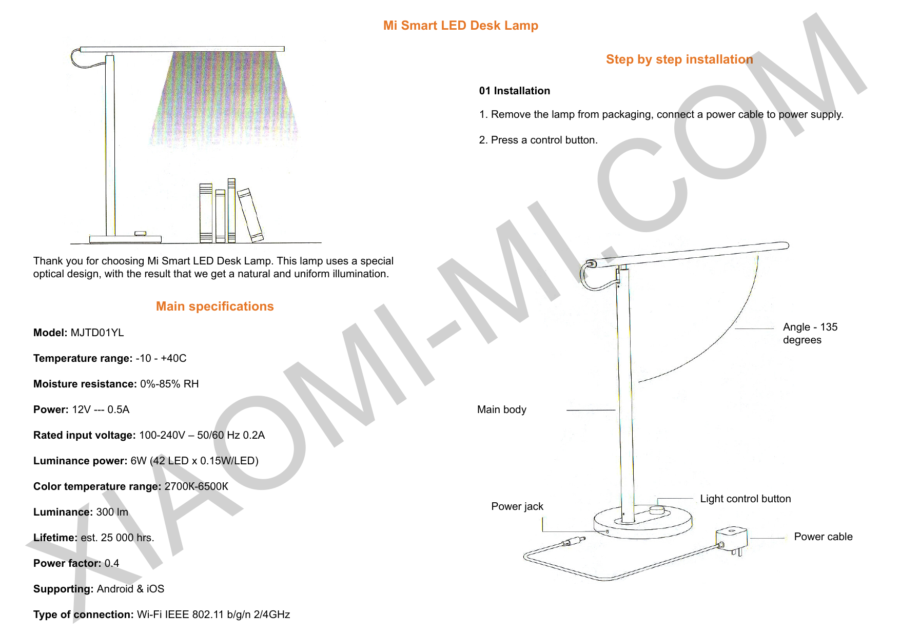 Mi led deals desk lamp manual