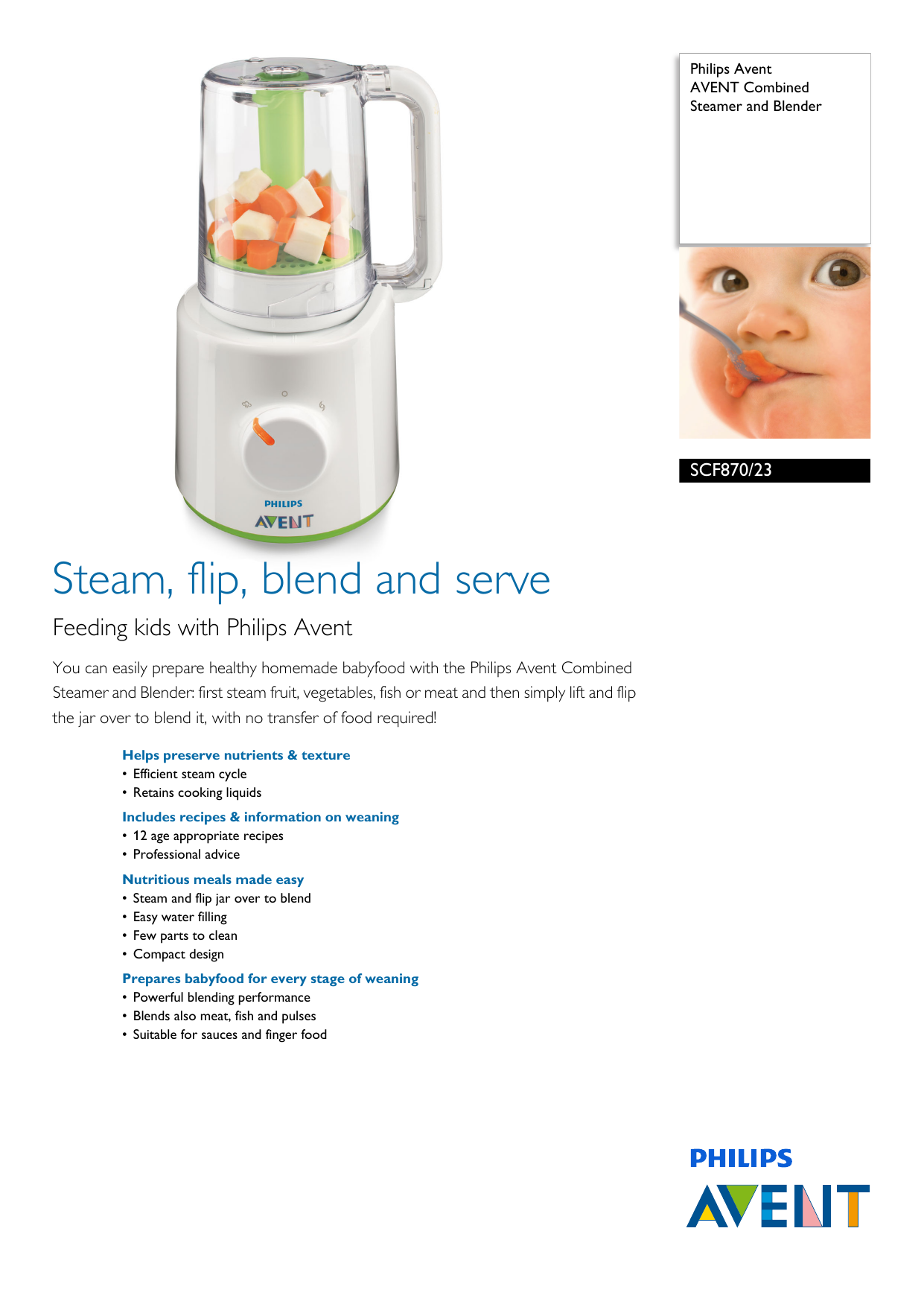 Avent Baby food Steamer and Blender. 1. Philips Avent scf870. Scf870/20. Philips avent scf870