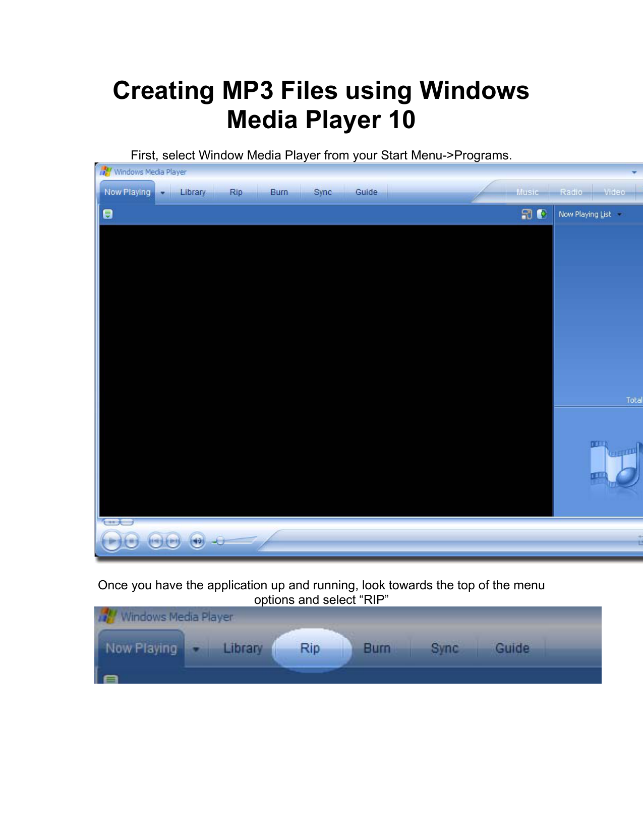 how to take a screenshot on windows from media player10