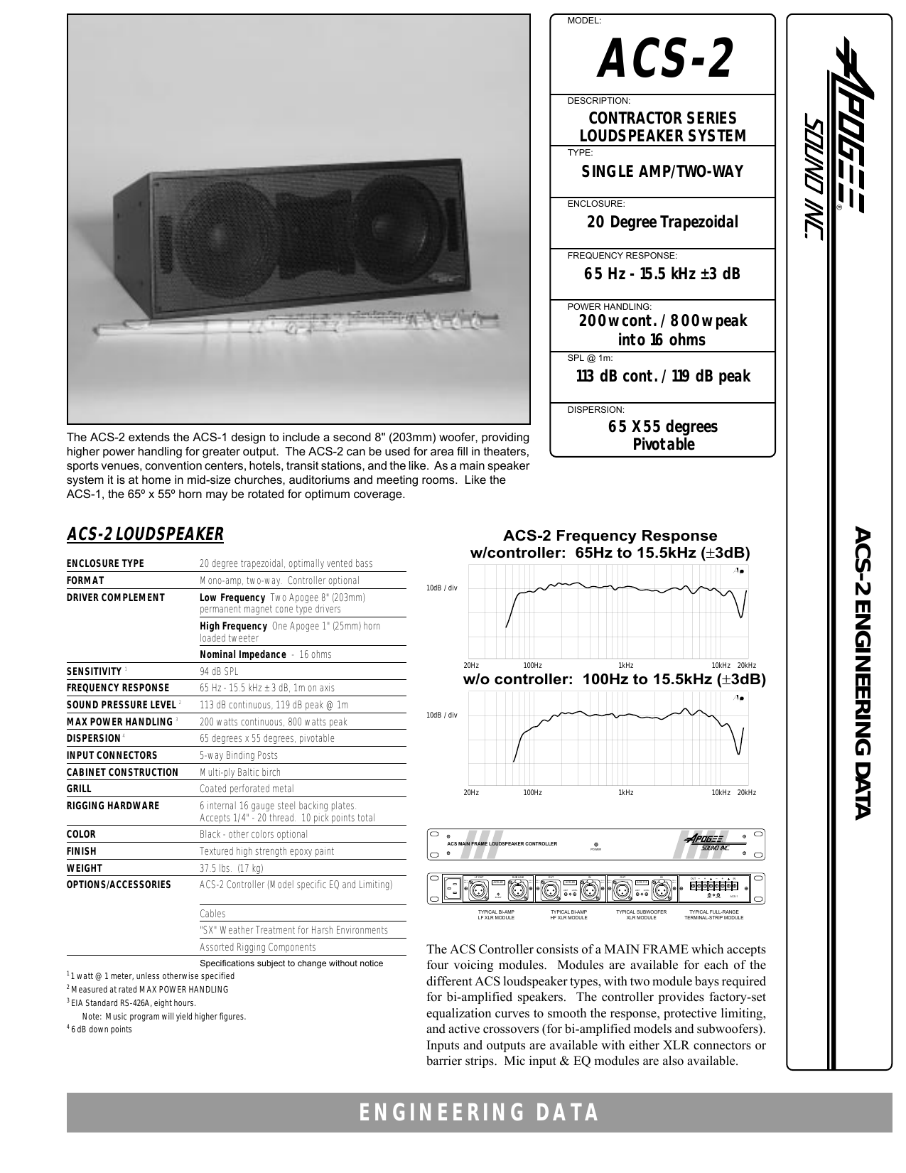 Apogee ACS-2 Contractor Series Speaker System | Manualzz