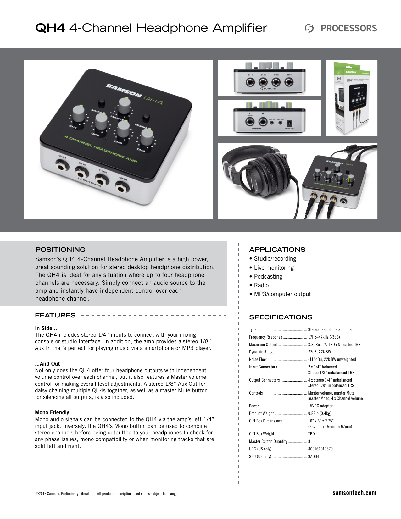 QH4 4-Channel Headphone Amplifier 