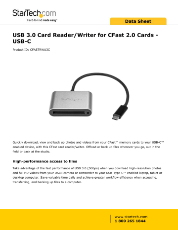 StarTech USB-C 3.0 Card Reader/Writer for CFast 2.0 Cards