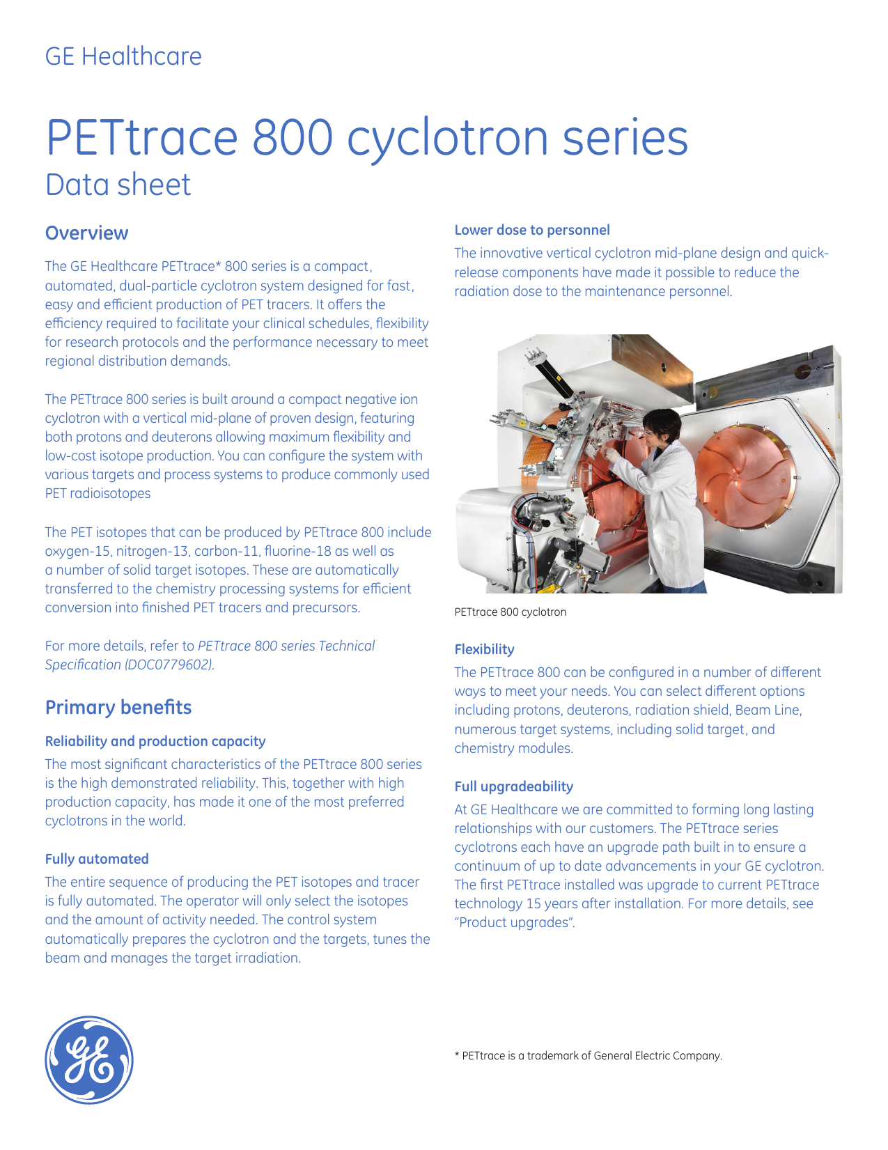 PETtrace 800 cyclotron series | Manualzz