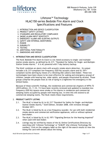 Lifetone Technology Hlac150 Series Bedside Fire Alarm And Manualzz