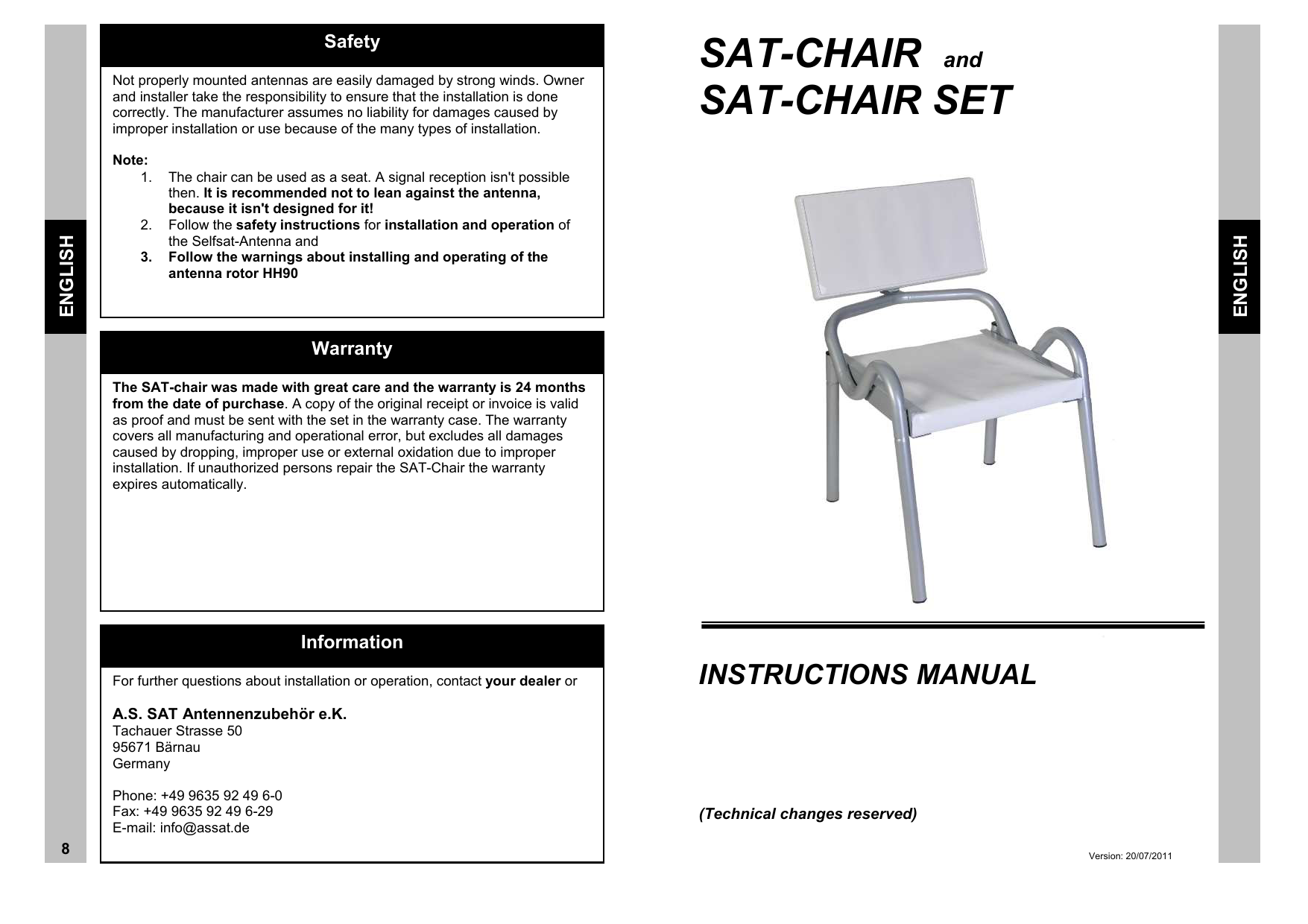 Sat Chair And Sat Chair Set Manualzz Com