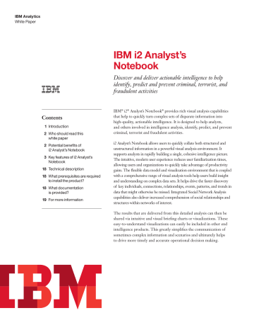 what is ibm i2 analyst notebook