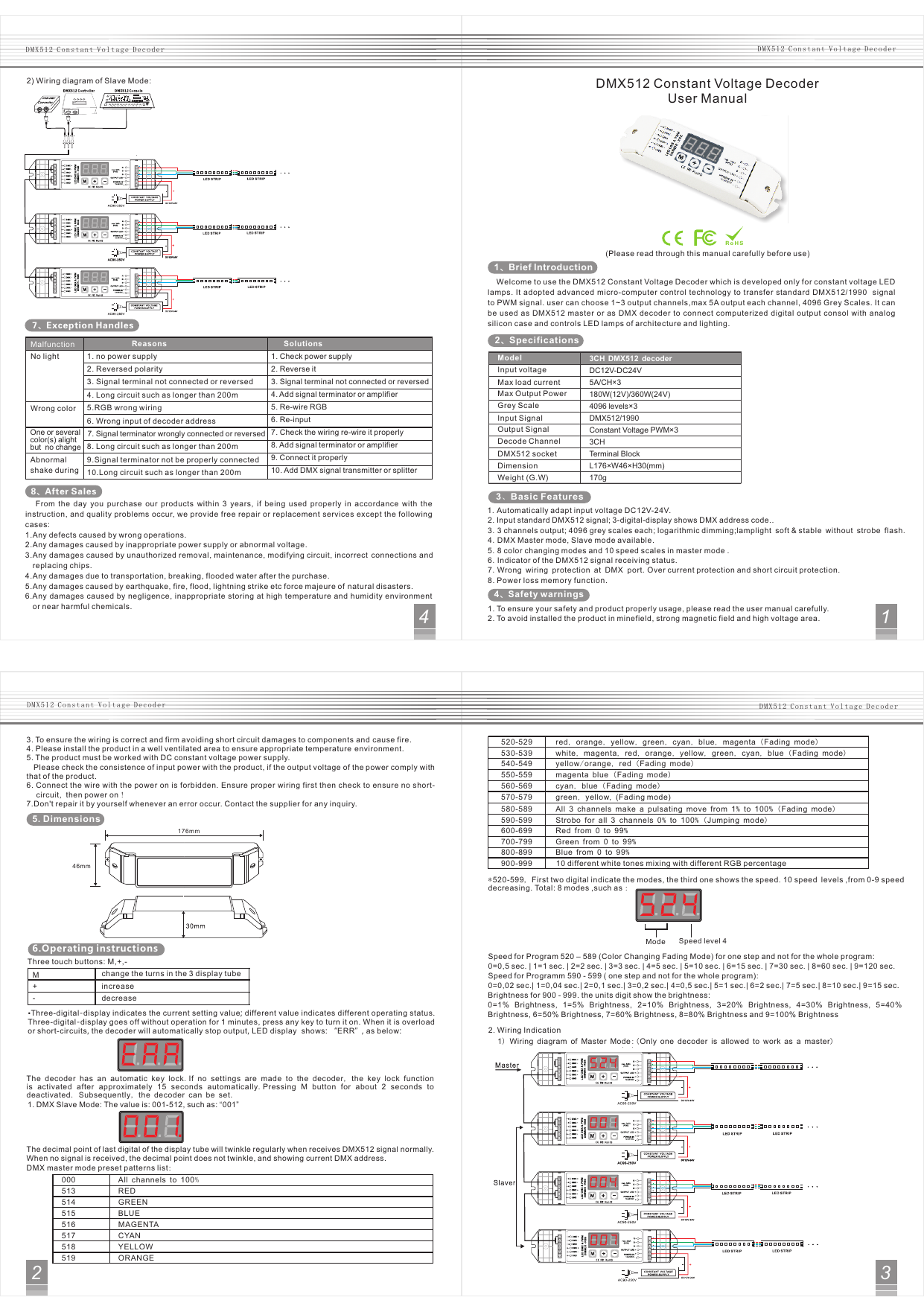 Dmx512 Constant Voltage Decoder User Manual Manualzz