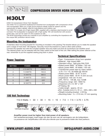 Biamp Apart H30LT manual | Manualzz