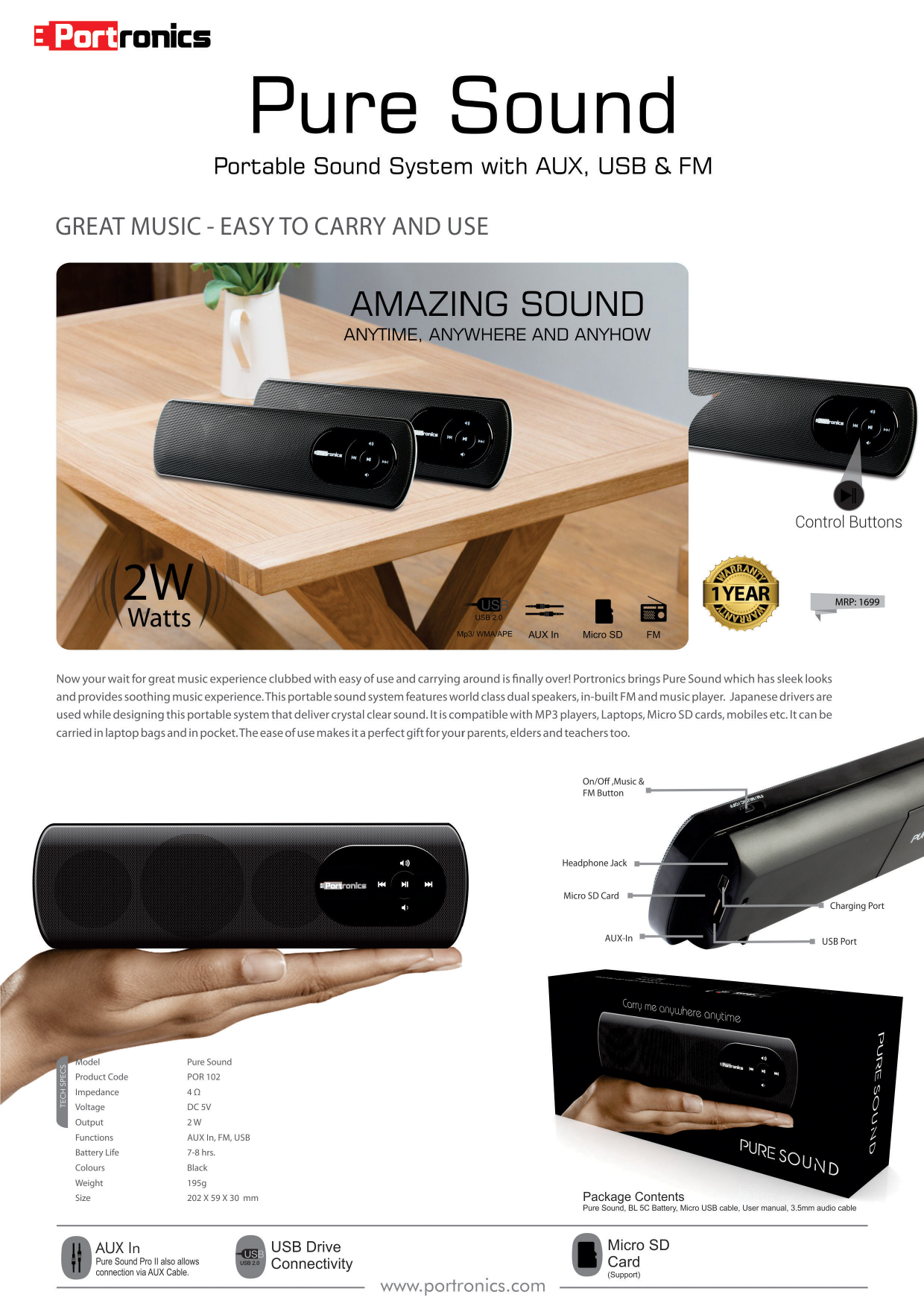 portronics music system
